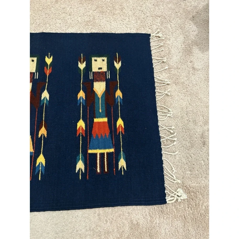 Vintage Handwoven Zapotec Indians Oaxacan Southwest Wool Rug 42
